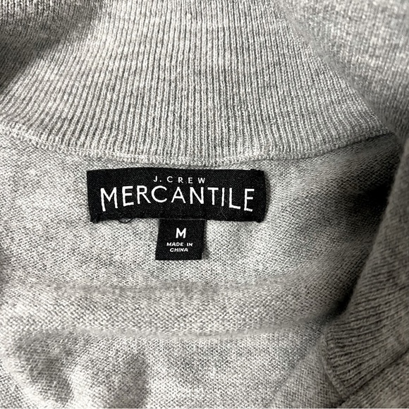 J.Crew Mercantile Men’s Medium Gray Quarter Zip Merino Wool Blend Sweater EUC - Picture 5 of 8